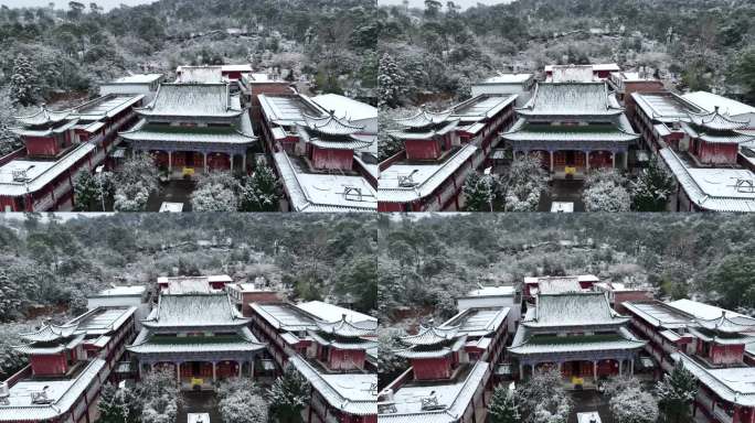 航拍于都碧玉禅寺2024年雪景