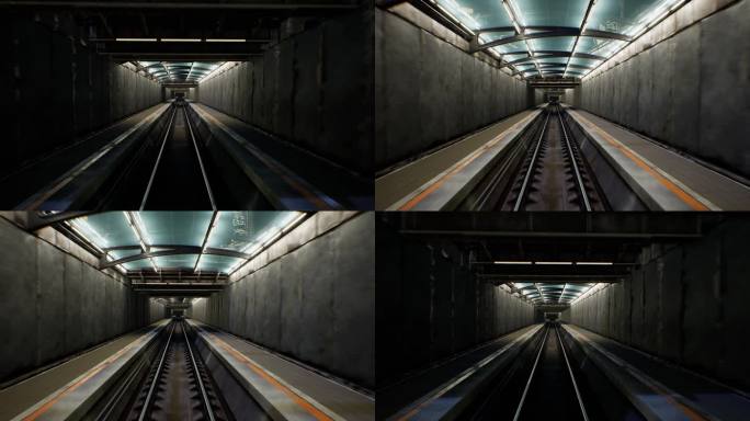 写实电影质感未来赛博地铁隧道穿梭