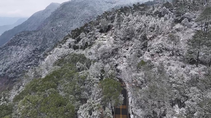 福州鼓山风景区雪景航拍雪景风光