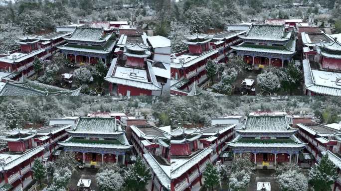 航拍于都碧玉禅寺2024年雪景