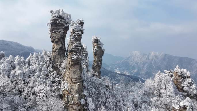 张家界天子山 西海峰林 4k航拍