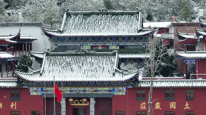 航拍于都碧玉禅寺2024年雪景