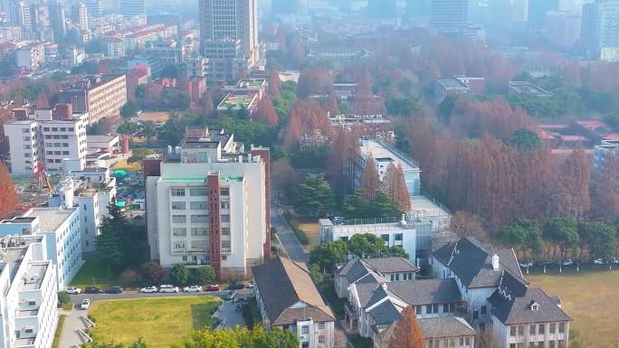 上海复旦大学邯郸校区航拍校园风景风光素材