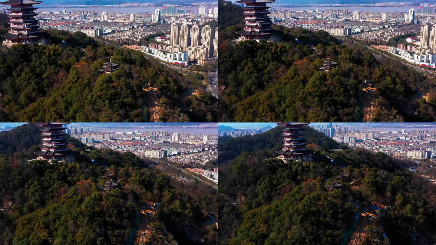 台州市椒江区，白云山航拍，雪景