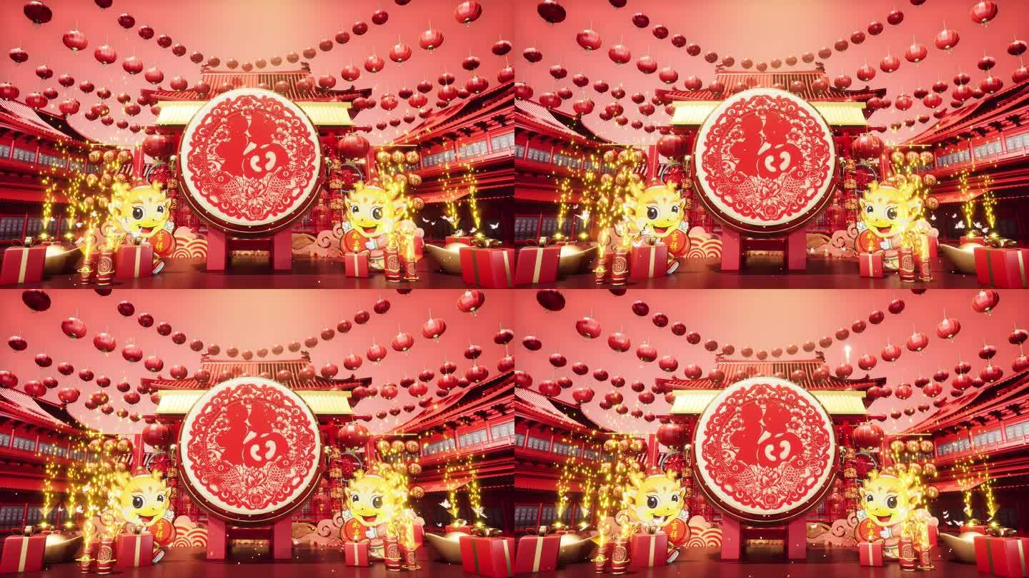 【4K】春节LED大屏灯笼展台9
