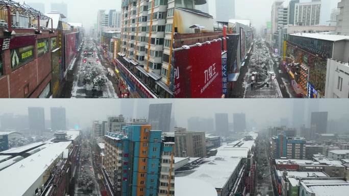 4K长沙雪景黄兴路步行街雪景3