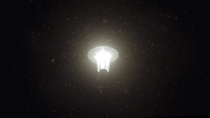 在寒冷的暴风雪中，灯笼照亮了周围的雪