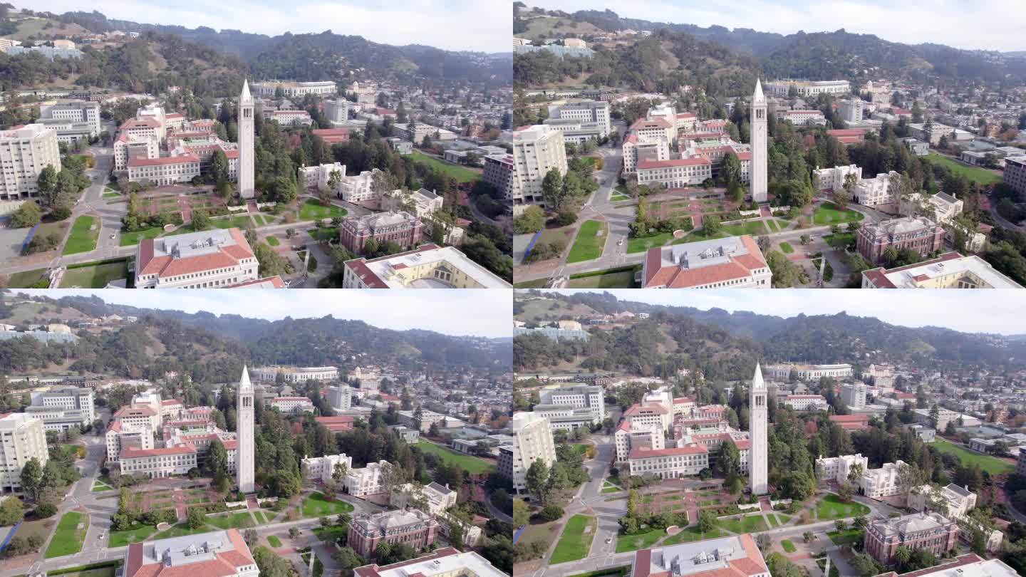 鸟瞰钟楼和钟楼，加州大学伯克利分校的地标
