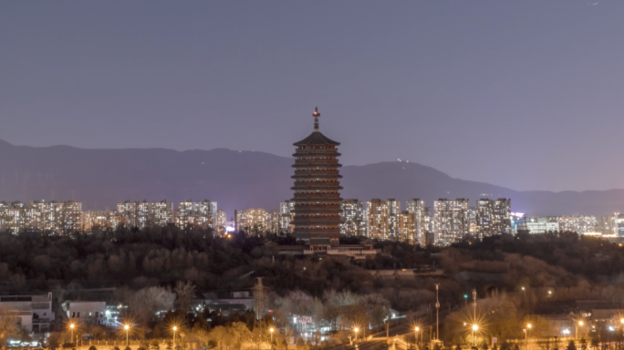 北京园博园永定塔星轨延时摄影3-竖版