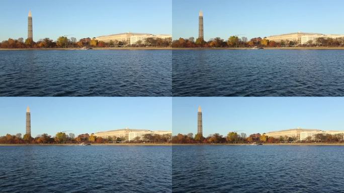 波光粼粼的湖水华盛顿纪念碑