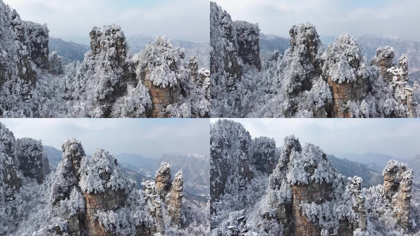 武陵源天子山 西海峰林 雪景航拍