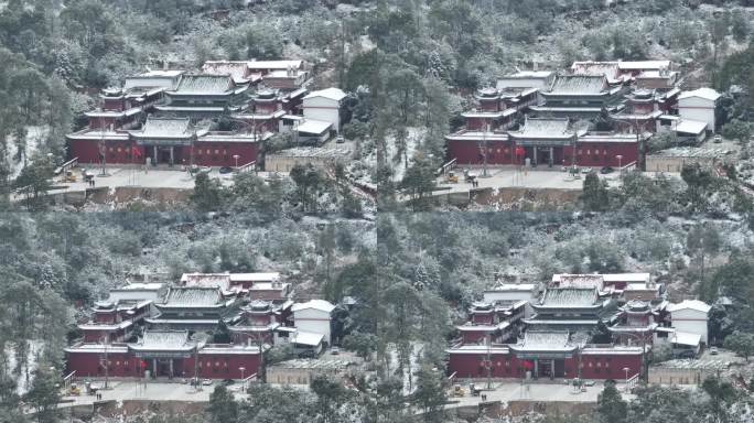 航拍于都碧玉禅寺2024年雪景