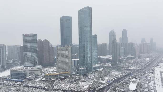 南昌多地标雪景航拍