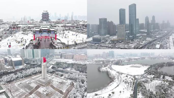 南昌多地标雪景航拍