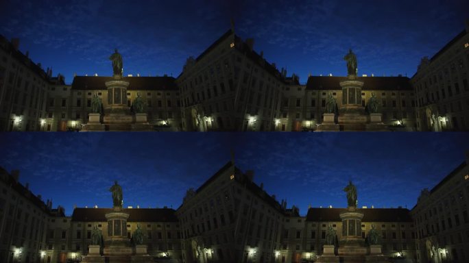 奥地利维也纳霍夫堡，弗朗茨一世纪念碑的夜景