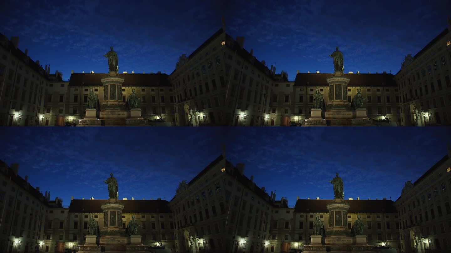 奥地利维也纳霍夫堡，弗朗茨一世纪念碑的夜景