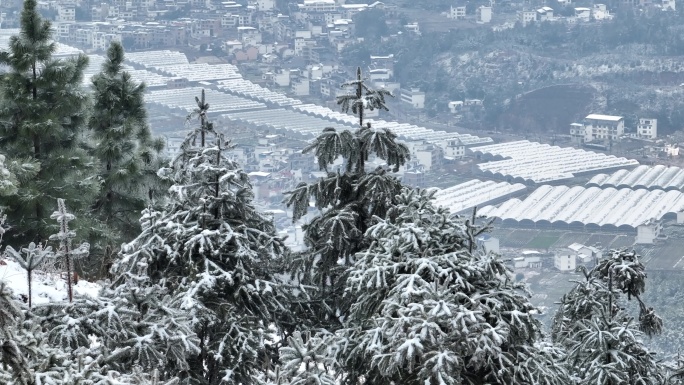 航拍于都利村2024年高山雪景