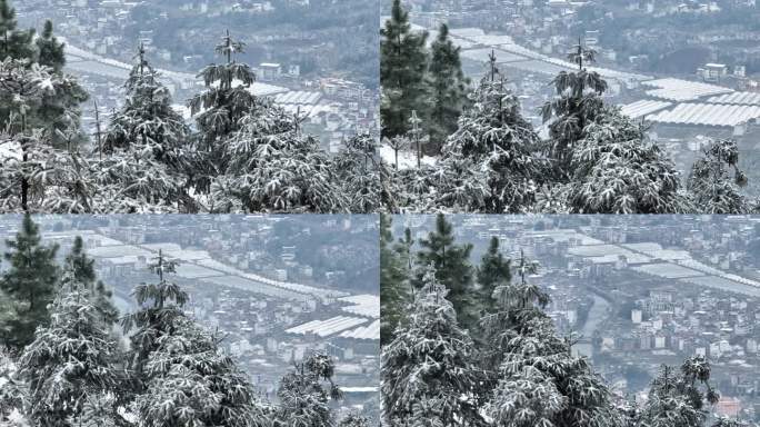 航拍于都利村2024年高山雪景