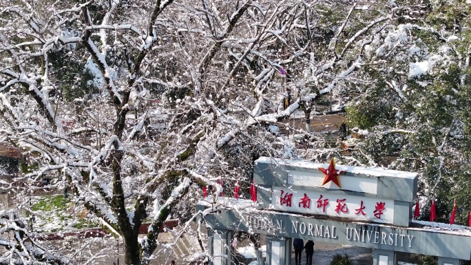 2024龙年航拍湖南师范大学雪景