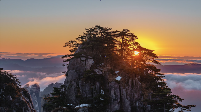 冬季黄山日出星空延时