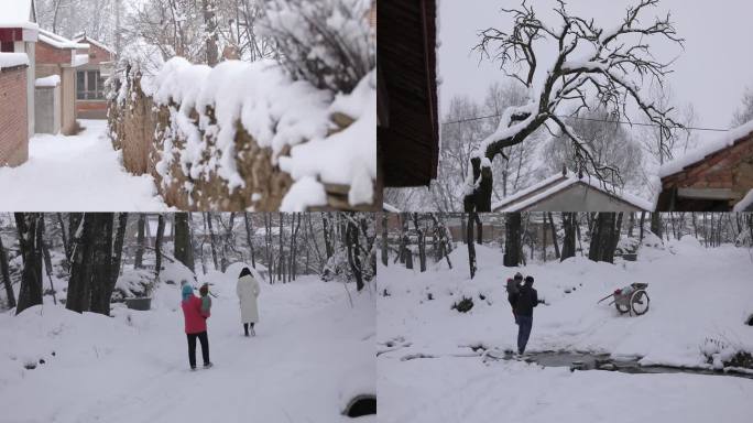 实拍冬季村庄雪景