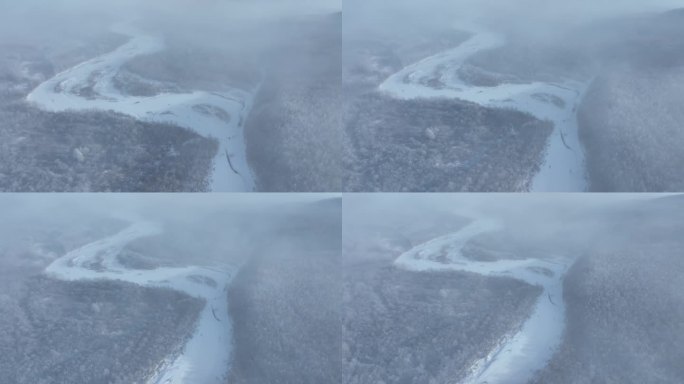 呼伦贝尔自然风景根河湿地寒冬冷雾