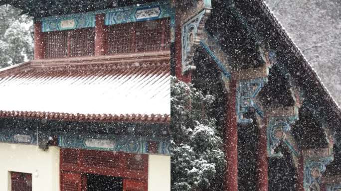 竖屏寺庙雪景