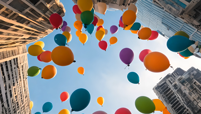 放飞气球气球飞向天空希望放飞城市气球梦想