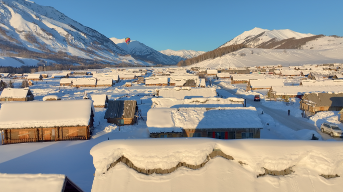 禾木冬日雪景治愈航拍