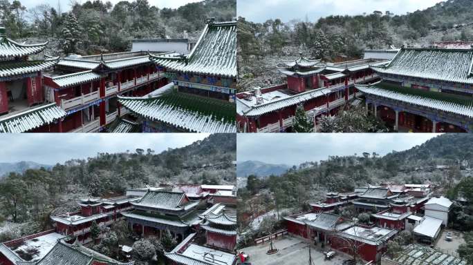 航拍于都碧玉禅寺2024年雪景