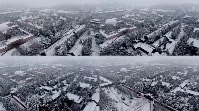 航拍洛阳白马寺雪景