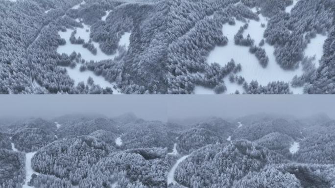航拍山区雪景4K