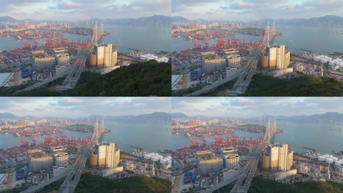 集装箱货轮码头在香港，中国
