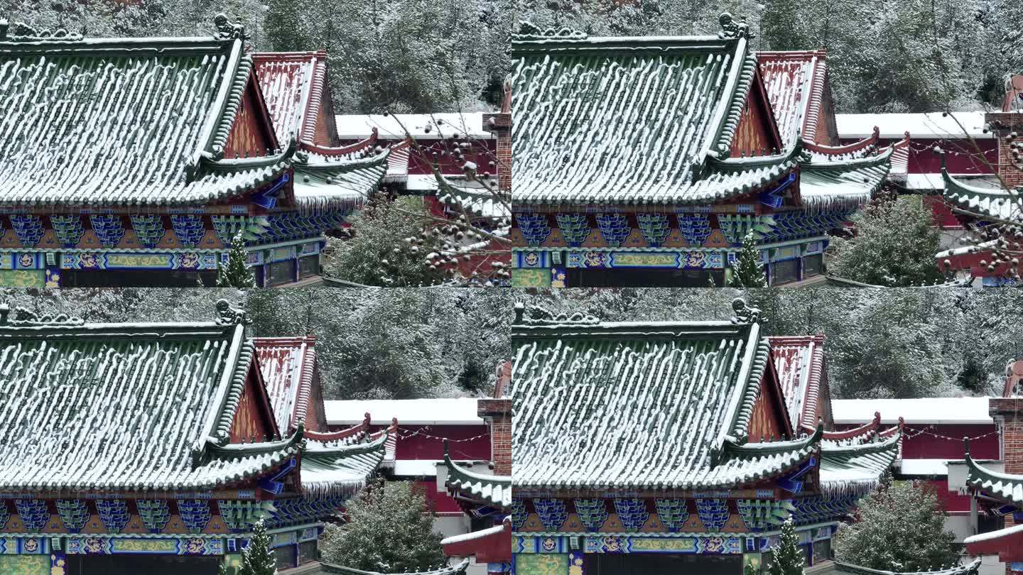 航拍于都碧玉禅寺2024年雪景