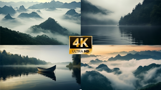 意境山水森林自然意境云雾唯美逆光云海清晨