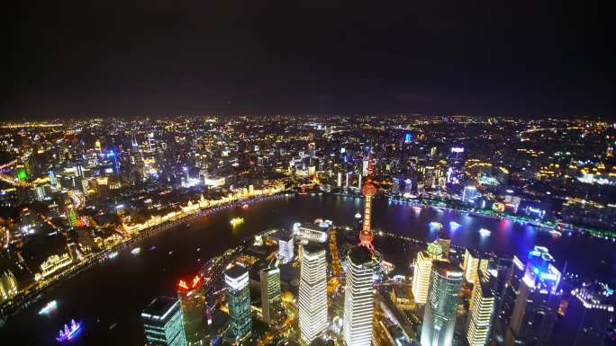 上海 建筑 射灯 灯光秀 夜景 黄浦江