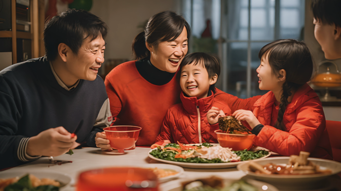 龙年春节新年过年除夕年约饭素材