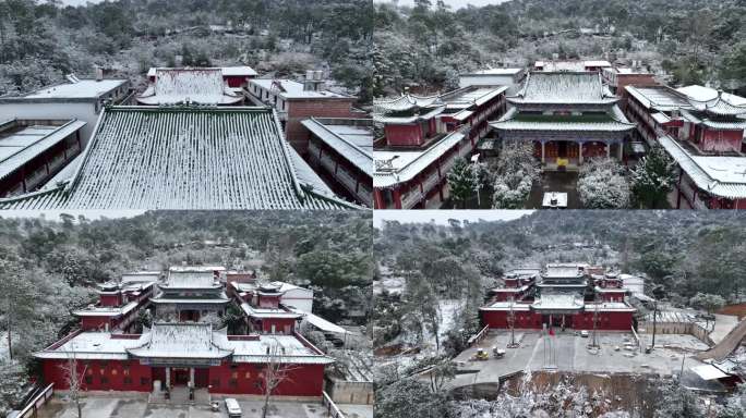 航拍于都碧玉禅寺2024年雪景