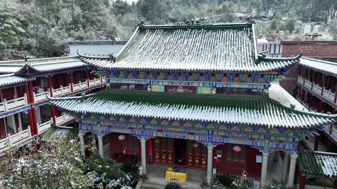 航拍于都碧玉禅寺2024年雪景