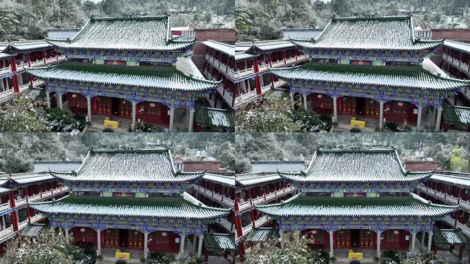 航拍于都碧玉禅寺2024年雪景