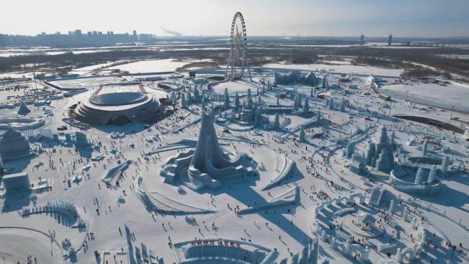 2024哈尔滨冰雪大世界4K航拍素材集锦