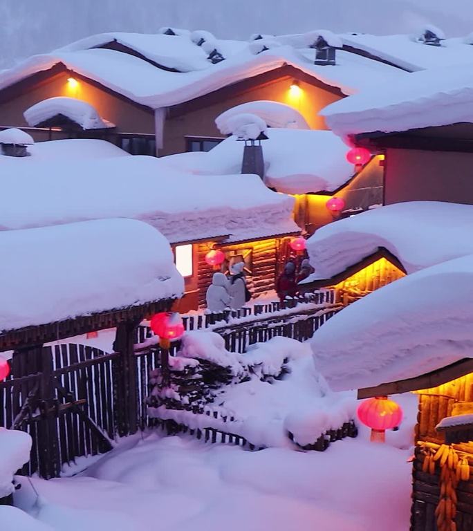 雪乡的夜景，童话般的世界