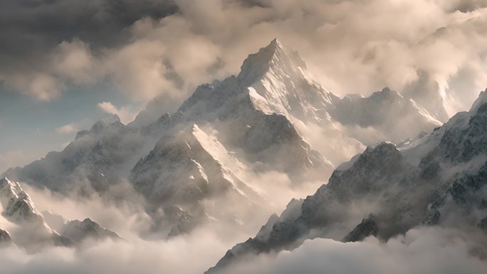 雪山日出雪山山峰山脉意境风景