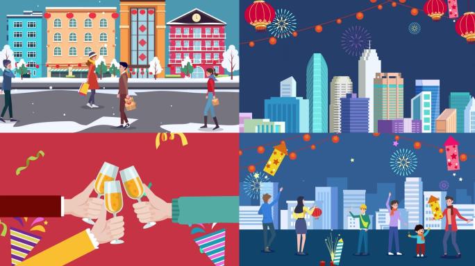 【原创】四款春节场景节日场景放烟花