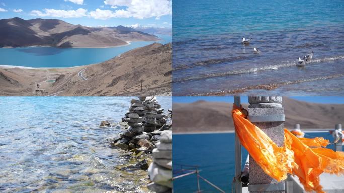 西藏羊湖 湖泊 雪山 原创 高清 大气