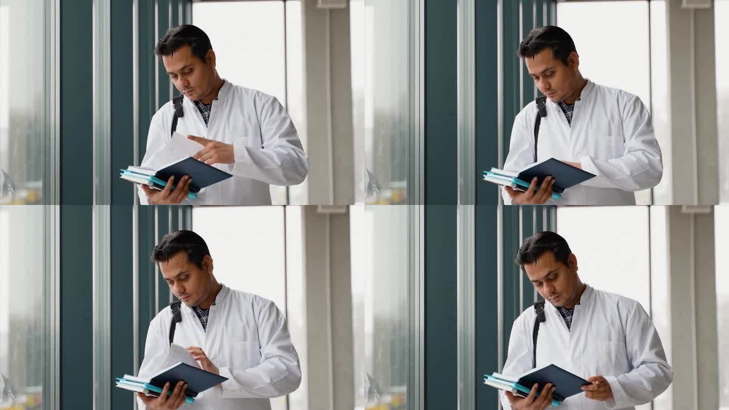 印度医科学生在大学读书。实习生正在准备考试