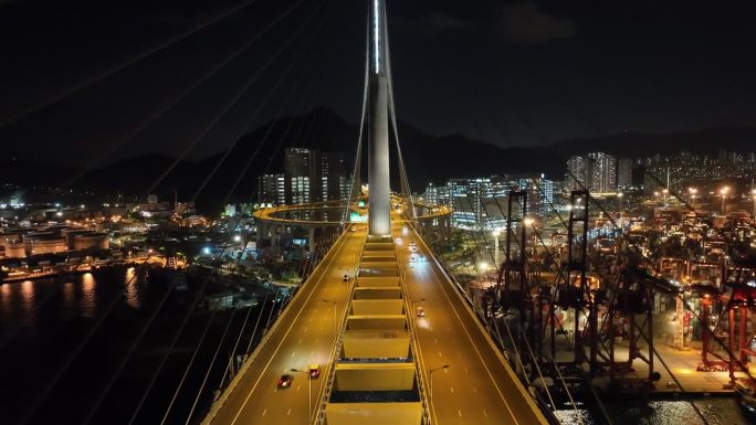 昂船洲大桥及青沙高速公路的夜景