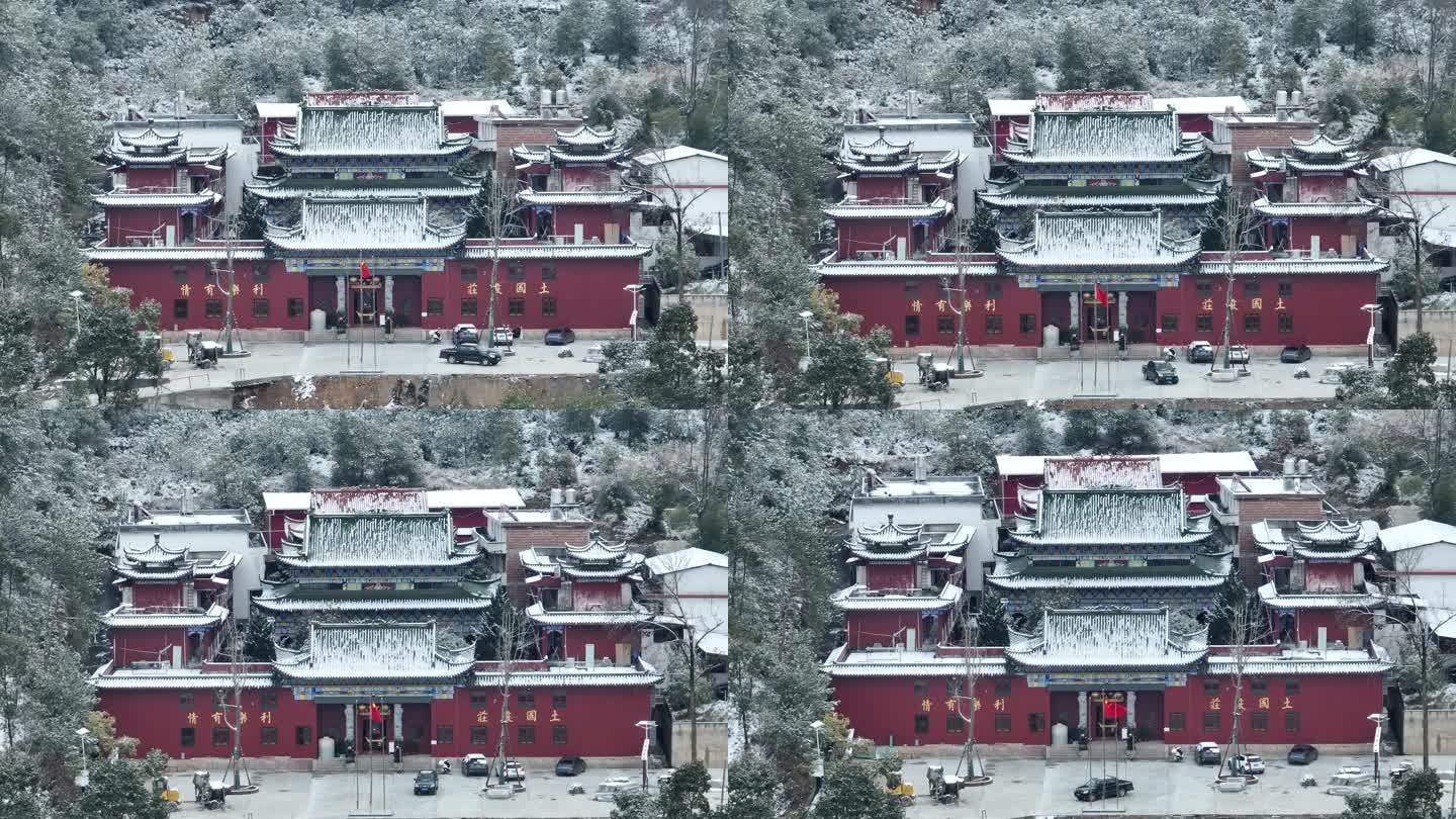 航拍于都碧玉禅寺2024年雪景