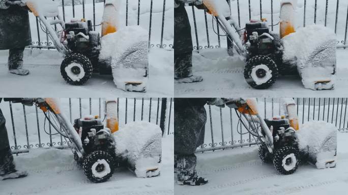 院子里的除雪设备配有内燃机