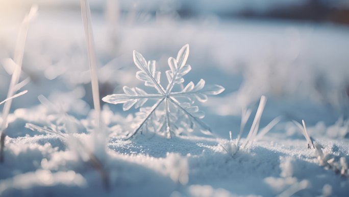 唯美冰晶雪花冬季